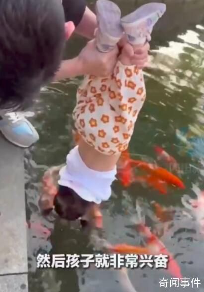 90后寶爸拽腳倒提1歲女兒摸金魚 不少網(wǎng)友指責家長無知