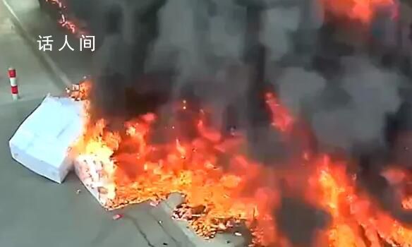 貨車上泡沫起火頃刻吞沒全車 所幸無人員受傷
