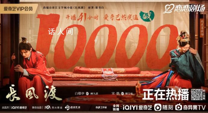 《長風(fēng)渡》熱度破萬 成為站內(nèi)歷史熱度最快破萬的劇集