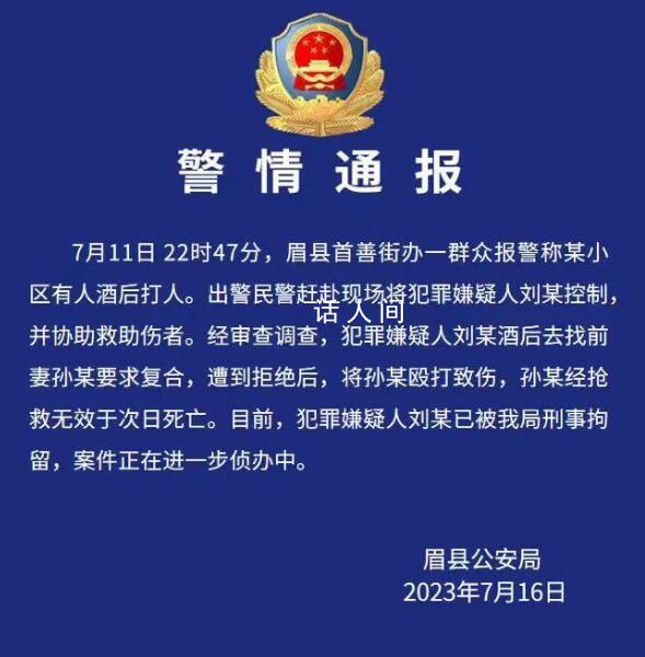 男子找前妻復合未果打死對方 被刑拘