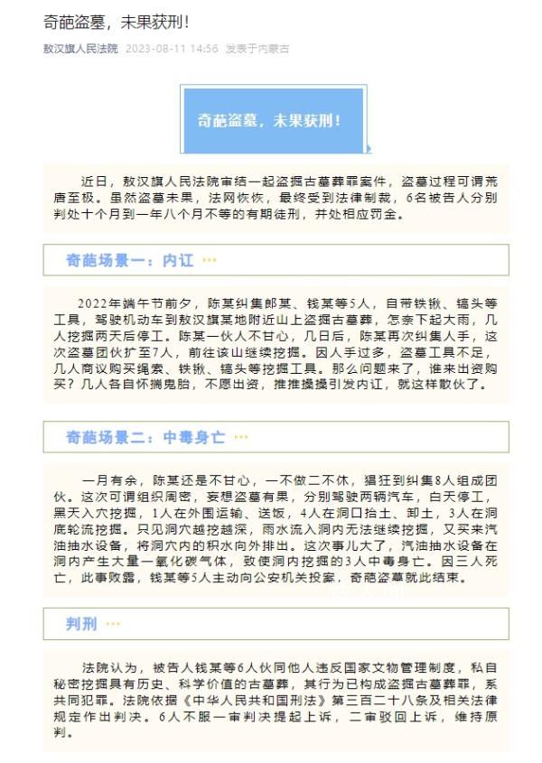 盜墓團伙因誰出資買工具內訌 最終受到法律制裁