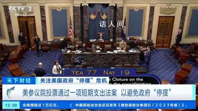 美國參院投票通過短期支出法案 以88對9票通過