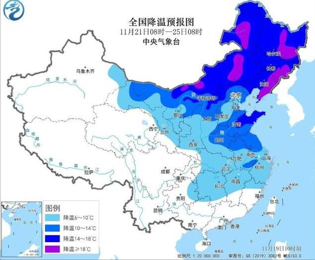 長江中下游迎大范圍降雪 有4~6級大風和明顯降溫