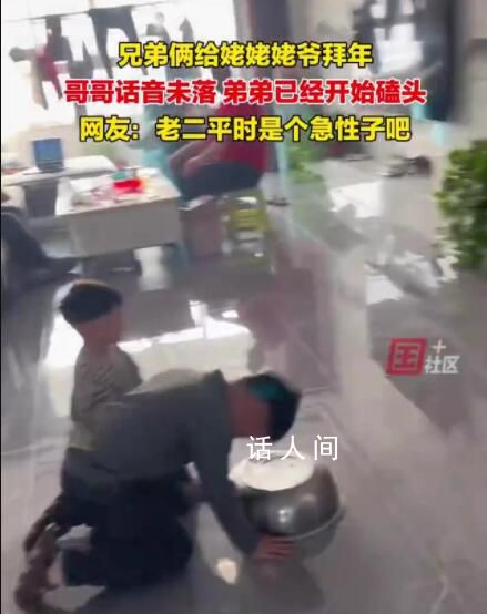 兄弟倆拜年磕頭咣咣響把盆干報廢 姥姥驚得趕緊掏壓歲錢