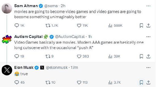 奧特曼稱電影將變成視頻游戲 視頻游戲將變成某種好得超乎想象的東西